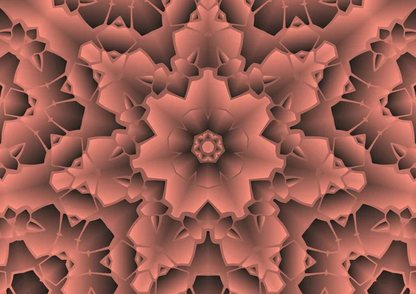 Dijital illüstrasyon, geometrik soyut renkli kaleydoskop simetrik desen ve gradyan etkisi. Klasik güzel dekoratif arkaplan