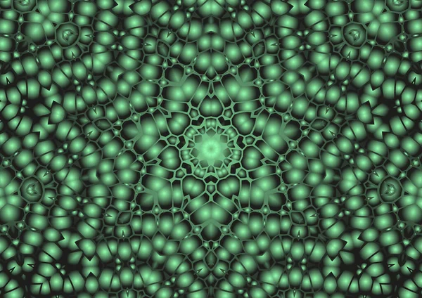 Dijital illüstrasyon, geometrik soyut renkli kaleydoskop simetrik desen ve gradyan etkisi. Klasik güzel dekoratif arkaplan