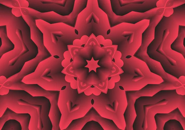 Dijital illüstrasyon, geometrik soyut renkli kaleydoskop simetrik desen ve gradyan etkisi. Klasik güzel dekoratif arkaplan