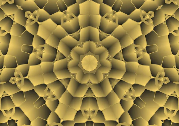 Dijital illüstrasyon, geometrik soyut renkli kaleydoskop simetrik desen ve gradyan etkisi. Klasik güzel dekoratif arkaplan
