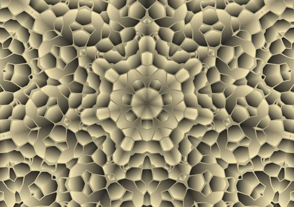 Dijital illüstrasyon, geometrik soyut renkli kaleydoskop simetrik desen ve gradyan etkisi. Klasik güzel dekoratif arkaplan