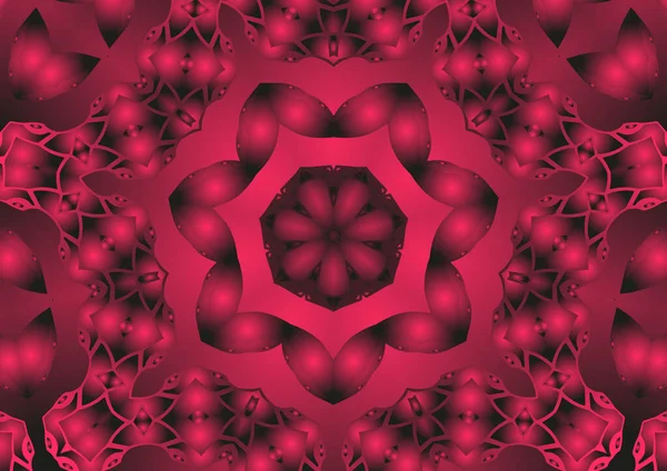 Dijital illüstrasyon, geometrik soyut renkli kaleydoskop simetrik desen ve gradyan etkisi. Klasik güzel dekoratif arkaplan