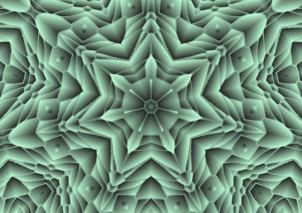 Dijital illüstrasyon, geometrik soyut renkli kaleydoskop simetrik desen ve gradyan etkisi. Klasik güzel dekoratif arkaplan