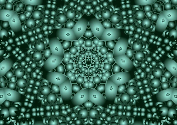 Dijital illüstrasyon, geometrik soyut renkli kaleydoskop simetrik desen ve gradyan etkisi. Klasik güzel dekoratif arkaplan