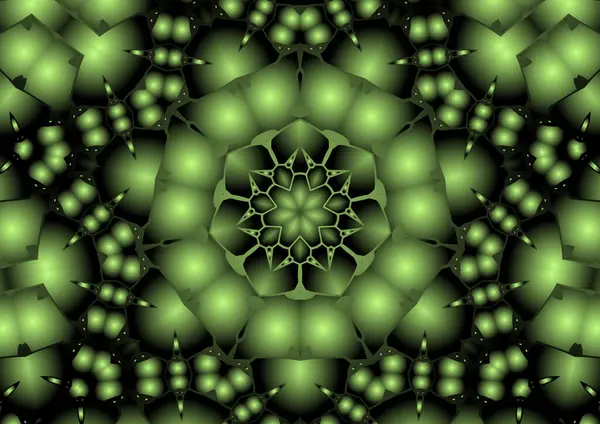 Dijital illüstrasyon, geometrik soyut renkli kaleydoskop simetrik desen ve gradyan etkisi. Klasik güzel dekoratif arkaplan