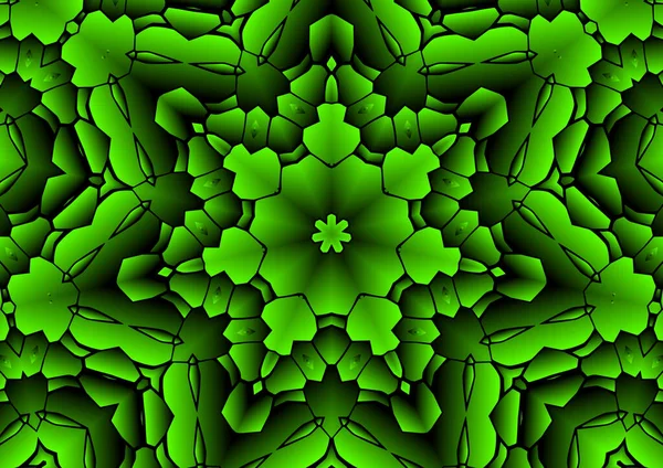 Digitale Illustration Geometrische Abstrakte Bunte Kaleidoskop Symmetrische Muster Mit Gradienten — Stockfoto