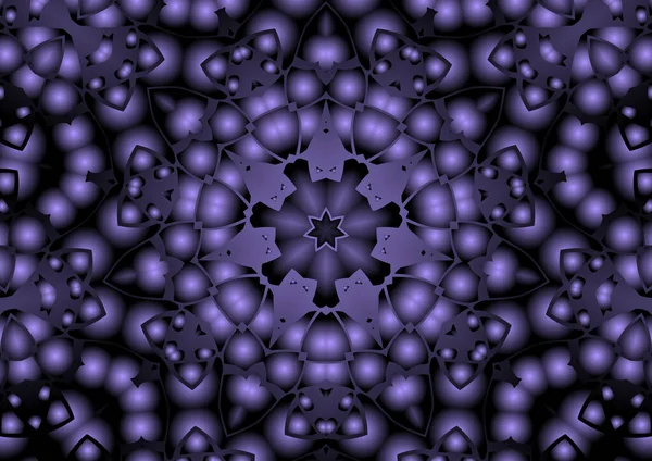 Dijital illüstrasyon, geometrik soyut renkli kaleydoskop simetrik desen ve gradyan etkisi. Klasik güzel dekoratif arkaplan