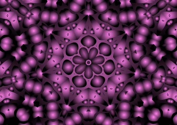 Dijital illüstrasyon, geometrik soyut renkli kaleydoskop simetrik desen ve gradyan etkisi. Klasik güzel dekoratif pembe arkaplan