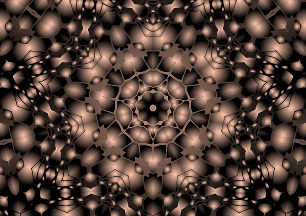 Dijital illüstrasyon, geometrik soyut renkli kaleydoskop simetrik desen ve gradyan etkisi. Klasik güzel dekoratif arkaplan