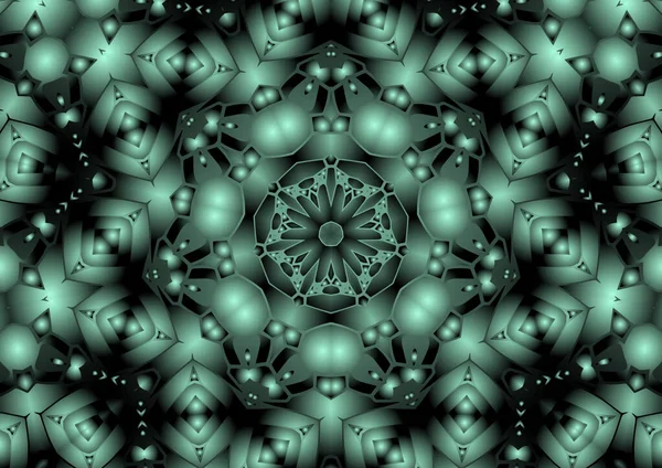 Dijital illüstrasyon, geometrik soyut renkli kaleydoskop simetrik desen ve gradyan etkisi. Klasik güzel dekoratif arkaplan