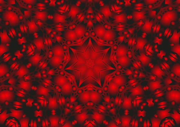 デジタルイラスト グラデーション効果を持つ幾何学的な抽象的なカラフルな万華鏡対称パターン ヴィンテージ美しい装飾的な赤の背景 — ストック写真