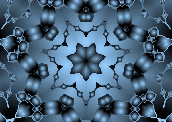 Dijital illüstrasyon, geometrik soyut renkli kaleydoskop simetrik desen ve gradyan etkisi. Klasik güzel dekoratif arkaplan