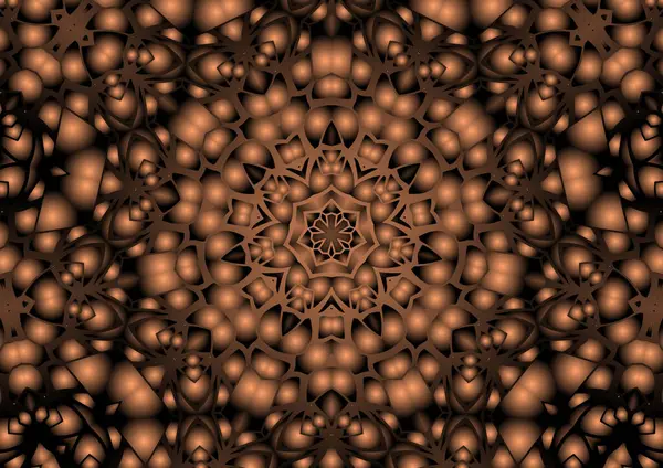 Dijital illüstrasyon, geometrik soyut renkli kaleydoskop simetrik desen ve gradyan etkisi. Klasik güzel dekoratif arkaplan