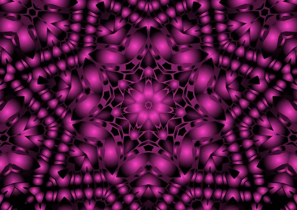 Dijital illüstrasyon, geometrik soyut renkli kaleydoskop simetrik desen ve gradyan etkisi. Klasik güzel dekoratif pembe arkaplan