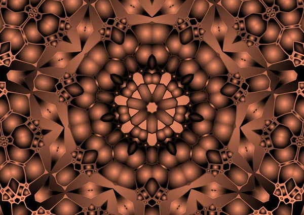 Dijital illüstrasyon, geometrik soyut renkli kaleydoskop simetrik desen ve gradyan etkisi. Klasik güzel dekoratif arkaplan