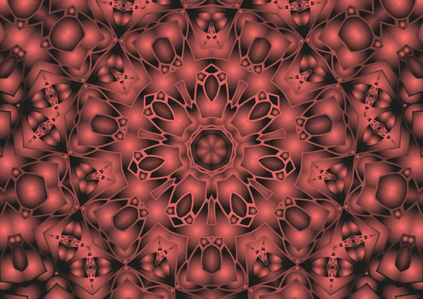 Dijital illüstrasyon, geometrik soyut renkli kaleydoskop simetrik desen ve gradyan etkisi. Klasik güzel dekoratif arkaplan