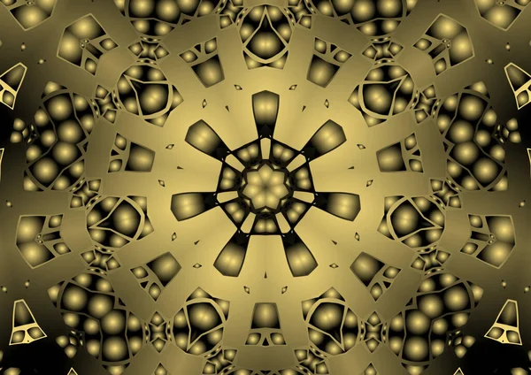 Dijital illüstrasyon, geometrik soyut renkli kaleydoskop simetrik desen ve gradyan etkisi. Klasik güzel dekoratif arkaplan