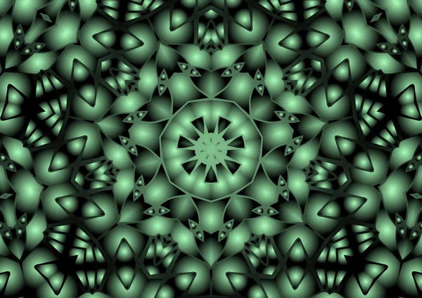 Dijital illüstrasyon, geometrik soyut renkli kaleydoskop simetrik desen ve gradyan etkisi. Klasik güzel dekoratif arkaplan