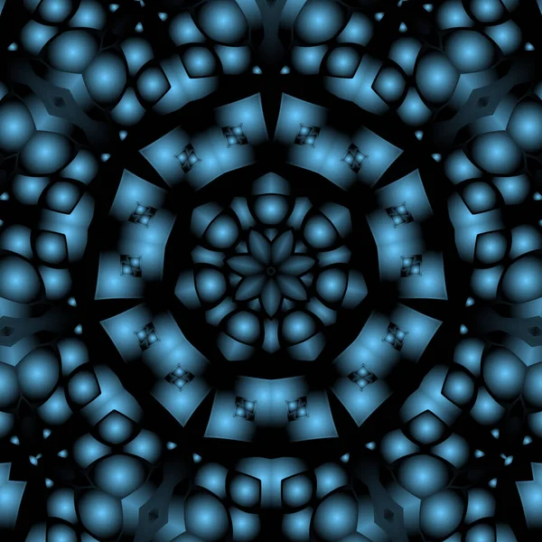 Dijital illüstrasyon, geometrik soyut renkli kaleydoskop simetrik desen ve gradyan etkisi. Klasik güzel dekoratif arkaplan