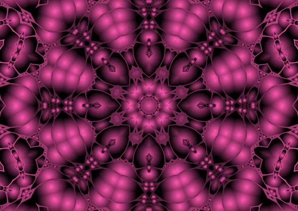 Dijital illüstrasyon, geometrik soyut renkli kaleydoskop simetrik desen ve gradyan etkisi. Klasik güzel dekoratif arkaplan