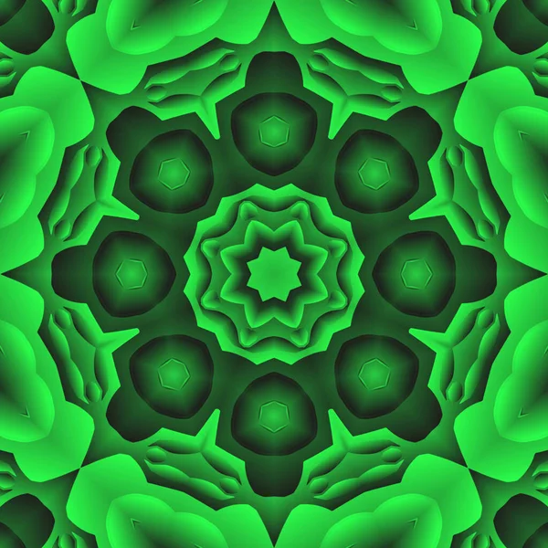 Illustrazione Digitale Geometrico Astratto Colorato Caleidoscopio Modello Simmetrico Con Effetto — Foto Stock