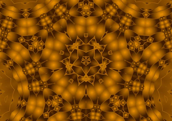 デジタルイラスト グラデーション効果を持つ幾何学的な抽象的なカラフルな万華鏡対称パターン ヴィンテージ美しい装飾オレンジの背景 — ストック写真