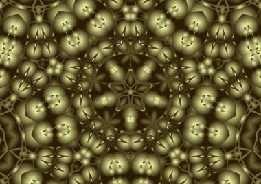 Dijital illüstrasyon, geometrik soyut renkli kaleydoskop simetrik desen ve gradyan etkisi. Klasik güzel dekoratif arkaplan