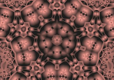Dijital illüstrasyon, geometrik soyut renkli kaleydoskop simetrik desen ve gradyan etkisi. Klasik güzel dekoratif arkaplan