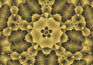 Dijital illüstrasyon, geometrik soyut renkli kaleydoskop simetrik desen ve gradyan etkisi. Klasik güzel dekoratif arkaplan