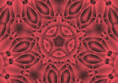 Dijital illüstrasyon, geometrik soyut renkli kaleydoskop simetrik desen ve gradyan etkisi. Klasik güzel dekoratif arkaplan