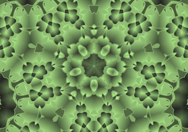 Dijital illüstrasyon, geometrik soyut renkli kaleydoskop simetrik desen ve gradyan etkisi. Klasik güzel dekoratif arkaplan