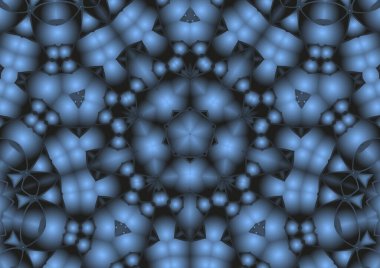 Dijital illüstrasyon, geometrik soyut renkli kaleydoskop simetrik desen ve gradyan etkisi. Klasik güzel dekoratif arkaplan