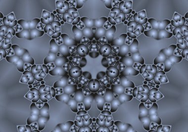 Dijital illüstrasyon, geometrik soyut renkli kaleydoskop simetrik desen ve gradyan etkisi. Klasik güzel dekoratif arkaplan