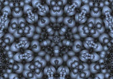 Dijital illüstrasyon, geometrik soyut renkli kaleydoskop simetrik desen ve gradyan etkisi. Klasik güzel dekoratif arkaplan