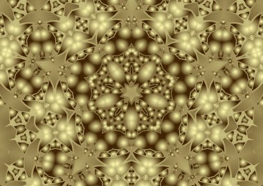 Dijital illüstrasyon, geometrik soyut renkli kaleydoskop simetrik desen ve gradyan etkisi. Klasik güzel dekoratif arkaplan