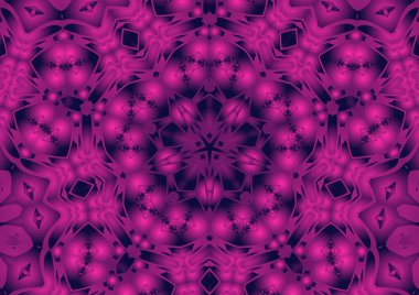 Dijital illüstrasyon, geometrik soyut renkli kaleydoskop simetrik desen ve gradyan etkisi. Klasik güzel dekoratif arkaplan