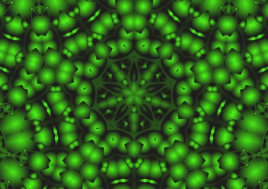 Dijital illüstrasyon, geometrik soyut renkli kaleydoskop simetrik desen ve gradyan etkisi. Klasik güzel dekoratif arkaplan