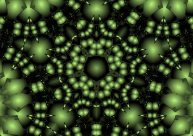 Dijital illüstrasyon, geometrik soyut renkli kaleydoskop simetrik desen ve gradyan etkisi. Klasik güzel dekoratif arkaplan