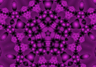 Dijital illüstrasyon, geometrik soyut renkli kaleydoskop simetrik desen ve gradyan etkisi. Klasik güzel dekoratif arkaplan