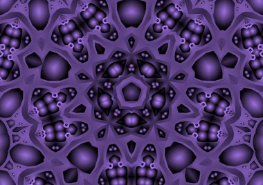 Dijital illüstrasyon, geometrik soyut renkli kaleydoskop simetrik desen ve gradyan etkisi. Klasik güzel dekoratif arkaplan