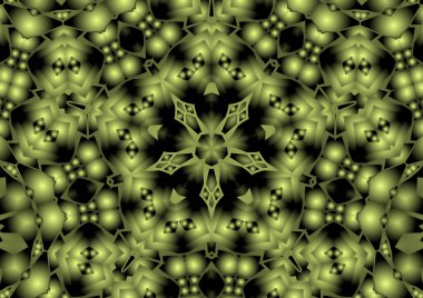 Dijital illüstrasyon, geometrik soyut renkli kaleydoskop simetrik desen ve gradyan etkisi. Klasik güzel dekoratif arkaplan