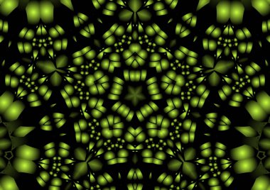 Dijital illüstrasyon, geometrik soyut renkli kaleydoskop simetrik desen ve gradyan etkisi. Klasik güzel dekoratif arkaplan