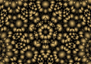 Dijital illüstrasyon, geometrik soyut renkli kaleydoskop simetrik desen ve gradyan etkisi. Klasik güzel dekoratif arkaplan