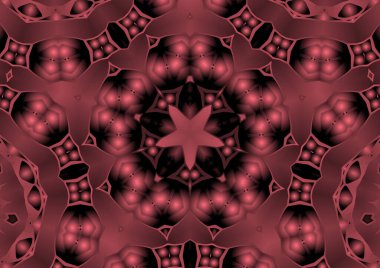 Dijital illüstrasyon, geometrik soyut renkli kaleydoskop simetrik desen ve gradyan etkisi. Klasik güzel dekoratif pembe arkaplan