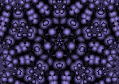 Dijital illüstrasyon, geometrik soyut renkli kaleydoskop simetrik desen ve gradyan etkisi. Klasik güzel dekoratif arkaplan