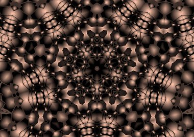 Dijital illüstrasyon, geometrik soyut renkli kaleydoskop simetrik desen ve gradyan etkisi. Klasik güzel dekoratif arkaplan