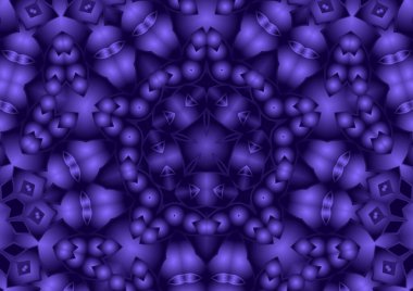 Dijital illüstrasyon, geometrik soyut renkli kaleydoskop simetrik desen ve gradyan etkisi. Klasik güzel dekoratif arkaplan