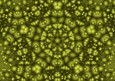 Dijital illüstrasyon, geometrik soyut renkli kaleydoskop simetrik desen ve gradyan etkisi. Klasik güzel dekoratif arkaplan