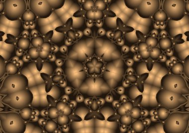 Dijital illüstrasyon, geometrik soyut renkli kaleydoskop simetrik desen ve gradyan etkisi. Klasik güzel dekoratif arkaplan