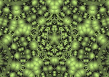 Dijital illüstrasyon, geometrik soyut renkli kaleydoskop simetrik desen ve gradyan etkisi. Klasik güzel dekoratif arkaplan